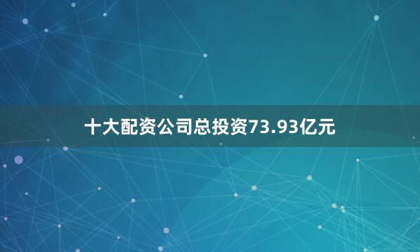 十大配资公司总投资73.93亿元
